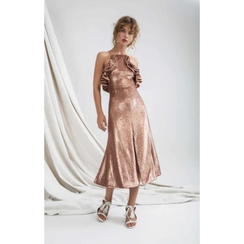 C/MEO Collective Copper Illuminated Sequin Dress